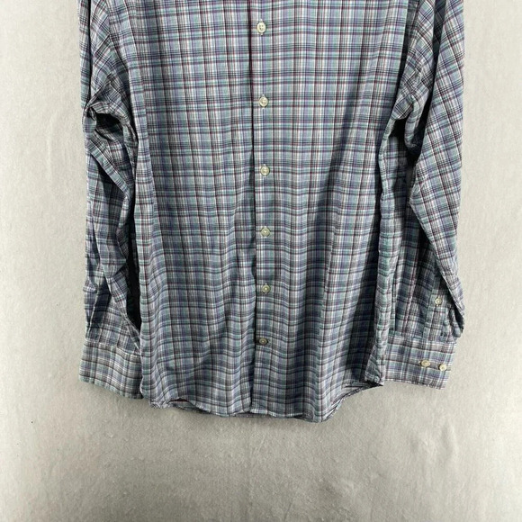 Peter Millar Button-Down Shirt Men's Sz M Purple Summer Comfort Plaid Collared - Picture 7 of 12